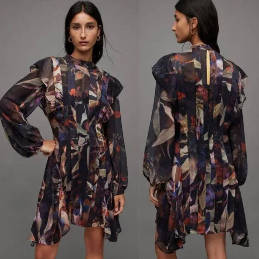 All Saints Multicolor Floral Mini Dress